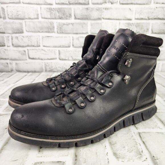 Cole Haan ZeroGrand Hiker Men's Size 12 M Black Leather Waterproof Outdoor Boots - Picture 3 of 11